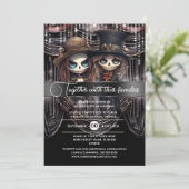 Gotische bruid bruidegom skelet paar zombie ghouli kaart (Staand voorkant)