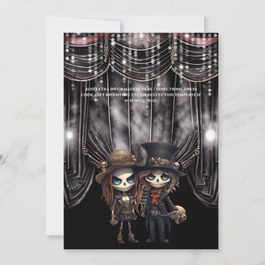 Gotische bruid bruidegom skelet paar zombie ghouli kaart (Achterkant)