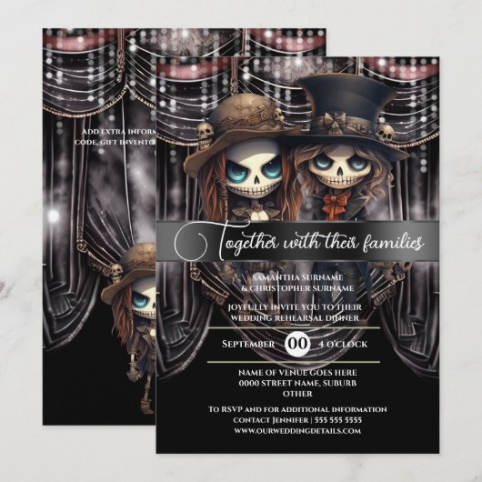 Gotische bruid bruidegom skelet paar zombie ghouli kaart (Voorkant / Achterkant)