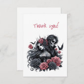 Gotische bruid en bruidegom bedankkaart (Voorkant / Achterkant)