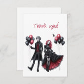 Gotische bruid en bruidegom bedankkaart (Voorkant / Achterkant)