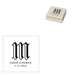 Gotische bruid en bruidegom monogram bruiloft rubberstempel