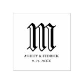 Gotische bruid en bruidegom monogram bruiloft rubberstempel (Afrduk)