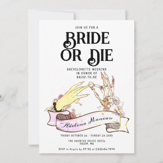Gotische bruid of Die Til Death Bachelorette Weeke Kaart (Voorkant)