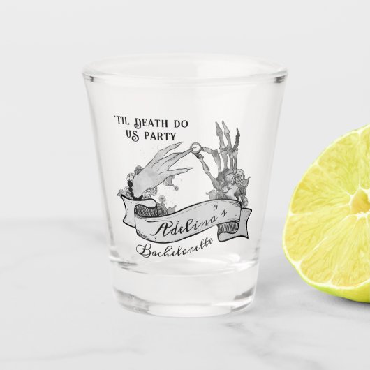 Gotische Bruid of Sterf voor de Dood Bachelorette  Shot Glas (Voorkant)