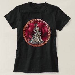 Gotische bruid rode roos & goud gepersonaliseerd o t-shirt