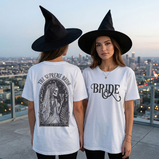 Gotische Bruid Skelet Halloween Bachelorette T-shirt
