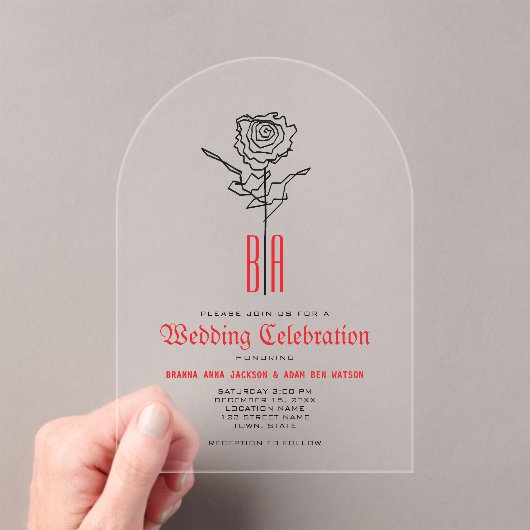 Gotische bruiloft acryl uitnodigingen (Insitu (Draagbaar))