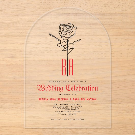 Gotische bruiloft acryl uitnodigingen (Voorkant)