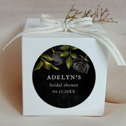 Gotische Bruiloft All-black Roses Ronde Sticker