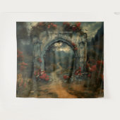 Gotische bruiloft boog Dracula kasteel foto achter Wandkleed (Voorkant (horizontaal))