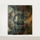 Gotische bruiloft boog Dracula kasteel foto achter Wandkleed (Voorkant)