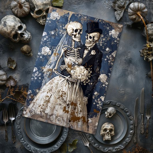 Gotische Bruiloft Bruid Bruidegom Skelet Decoupage Tissuepapier