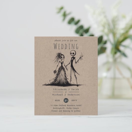 Gotische bruiloft Cartoon bruid bruidegom handgetr (Staand voorkant)