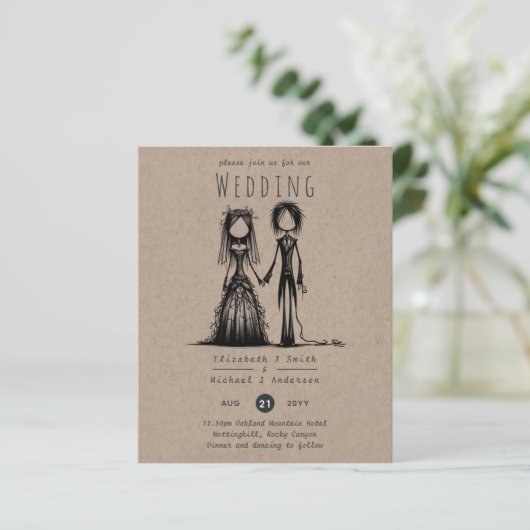 Gotische bruiloft Cartoon bruid bruidegom plezier  (Staand voorkant)