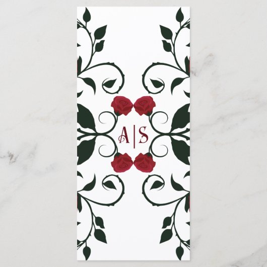 Gotische bruiloft druipen rode rozen Moody bruilof Menu (Achterkant)