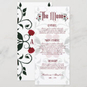 Gotische bruiloft druipen rode rozen Moody bruilof Menu (Voorkant / Achterkant)