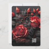 Gotische bruiloft Elegant Zwart Rood Rozen Boho Lu Kaart (Achterkant)
