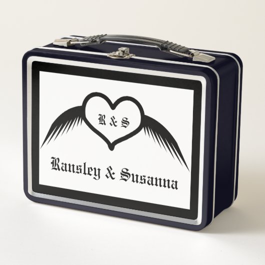 Gotische bruiloft gevleugeld hart Custom Monogramm (Voorkant)