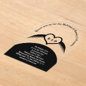Gotische bruiloft gevleugeld hart Custom Monogramm Acryl Uitnodigingen (Laagn)