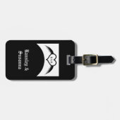 Gotische bruiloft gevleugeld hart Custom Monogramm Bagagelabel (Voorkant horizontaal)