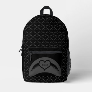 Gotische bruiloft gevleugeld hart Custom Monogramm Bedrukte Rugzak