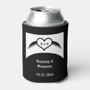 Gotische bruiloft gevleugeld hart Custom Monogramm Blikjeskoeler