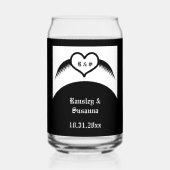 Gotische bruiloft gevleugeld hart Custom Monogramm Blikvorm Glas (Voorkant)