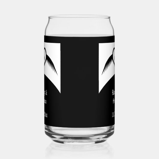 Gotische bruiloft gevleugeld hart Custom Monogramm Blikvorm Glas (Rechts)