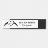 Gotische bruiloft gevleugeld hart Custom Monogramm Deurbordje (Voorkant)
