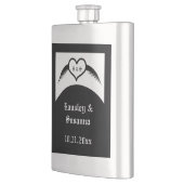 Gotische bruiloft gevleugeld hart Custom Monogramm Flacon (Links)