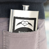 Gotische bruiloft gevleugeld hart Custom Monogramm Flacon (Voorbeeld)