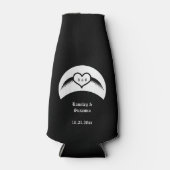 Gotische bruiloft gevleugeld hart Custom Monogramm Flesjeskoeler (Voorkant)