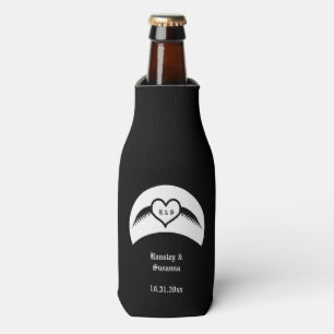 Gotische bruiloft gevleugeld hart Custom Monogramm Flesjeskoeler