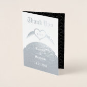 Gotische bruiloft gevleugeld hart Custom Monogramm Folie Kaarten (Voorkant)