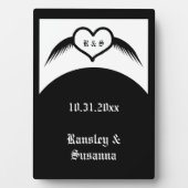 Gotische bruiloft gevleugeld hart Custom Monogramm Fotoplaat (voorkant)
