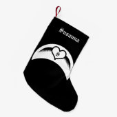 Gotische bruiloft gevleugeld hart Custom Monogramm Kleine Kerstsok (Voorkant (Hangend))