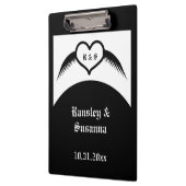 Gotische bruiloft gevleugeld hart Custom Monogramm Klembord (Links)
