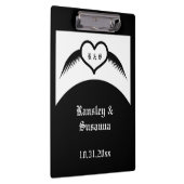 Gotische bruiloft gevleugeld hart Custom Monogramm Klembord (Rechts)