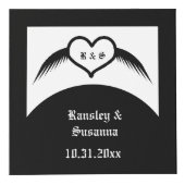 Gotische bruiloft gevleugeld hart Custom Monogramm Kubus (Voorkant)