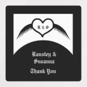 Gotische bruiloft gevleugeld hart Custom Monogramm Labels (Design 1)