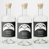 Gotische bruiloft gevleugeld hart Custom Monogramm Likeurfles Etiket (Flessen)