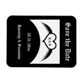 Gotische bruiloft gevleugeld hart Custom Monogramm Magneet (Horizontaal)