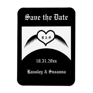 Gotische bruiloft gevleugeld hart Custom Monogramm Magneet