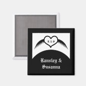 Gotische bruiloft gevleugeld hart Custom Monogramm Magneet (Voorkant / Achterkant)