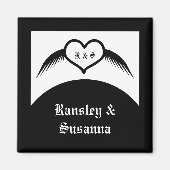 Gotische bruiloft gevleugeld hart Custom Monogramm Magneet (Voorkant)