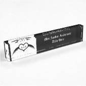 Gotische bruiloft gevleugeld hart Custom Monogramm Naambordje