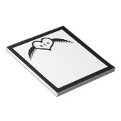 Gotische bruiloft gevleugeld hart Custom Monogramm Notitieblok (Schuin)