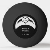 Gotische bruiloft gevleugeld hart Custom Monogramm Pingpongbal (Voorkant)