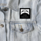Gotische bruiloft gevleugeld hart Custom Monogramm Vierkante Button 5,1 Cm (In situ)